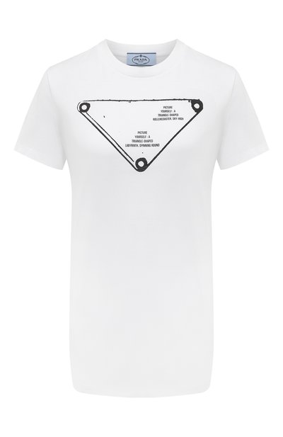 Женская хлопковая футболка PRADA, арт. 3552AM-1YSN-F0009-211