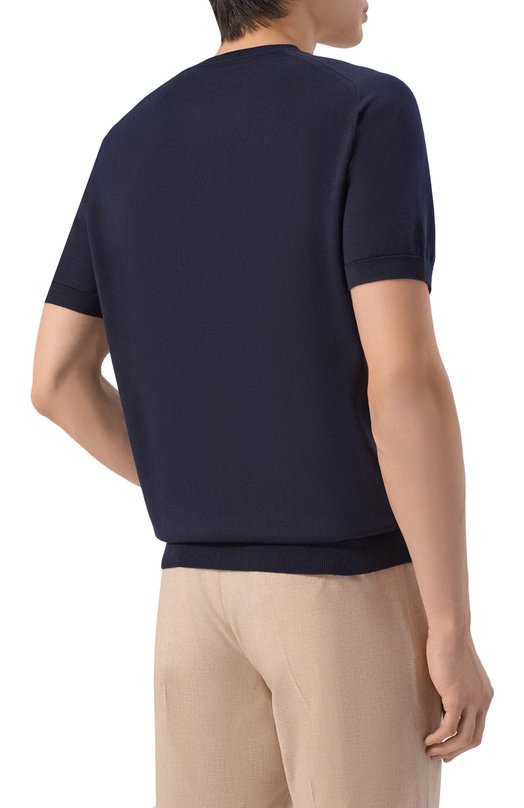 Джемпер из шелка и хлопка Kiton UMM0782 Синий  UMM0782 Фото 4