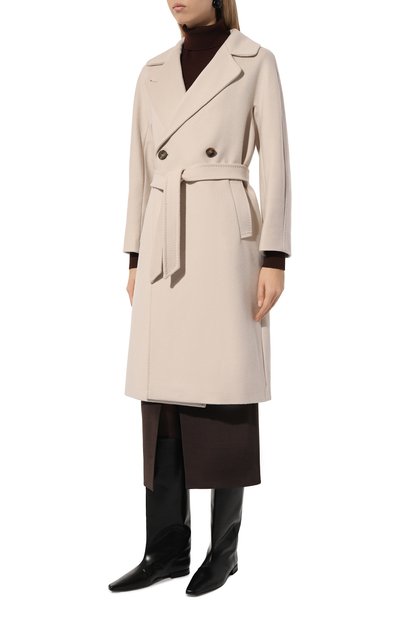 Шерстяное пальто MAX MARA кремового цвета по цене 87550 руб., арт. RESINA, фото 3 Шерстяное пальто MAX MARA, арт. RESINA, фото 3
