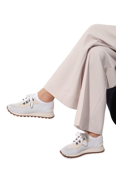 Текстильные кроссовки BRUNELLO CUCINELLI белого цвета по цене 109500 руб., арт. MZ35GB1103, фото 3 Текстильные кроссовки BRUNELLO CUCINELLI, арт. MZ35GB1103, фото 3