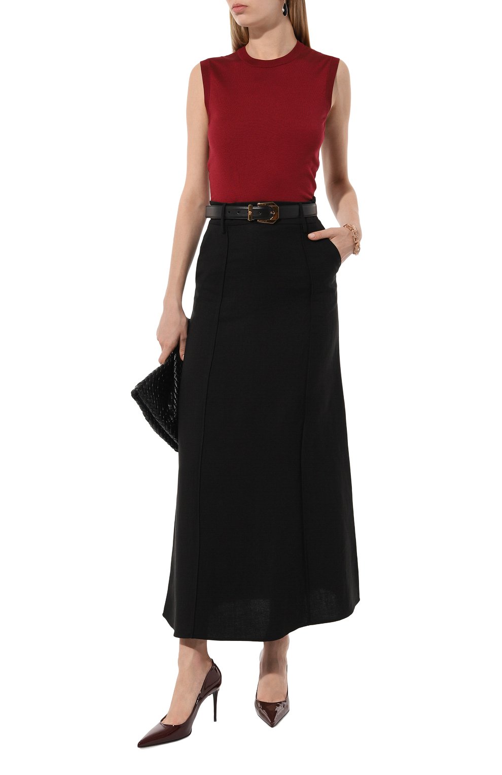 Шелковый топ DOLCE & GABBANA бордового цвета по цене 69950 руб., арт. FXT04T/JBSHX, фото 2 Шелковый топ DOLCE & GABBANA, арт. FXT04T/JBSHX, фото 2