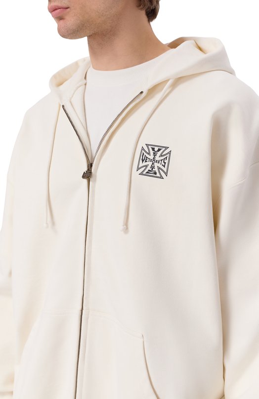 Хлопковая толстовка VETEMENTS ME76ZU167V/1302 M0LLET0N Кремовый  ME76ZU167V/1302 M0LLET0N Фото 5