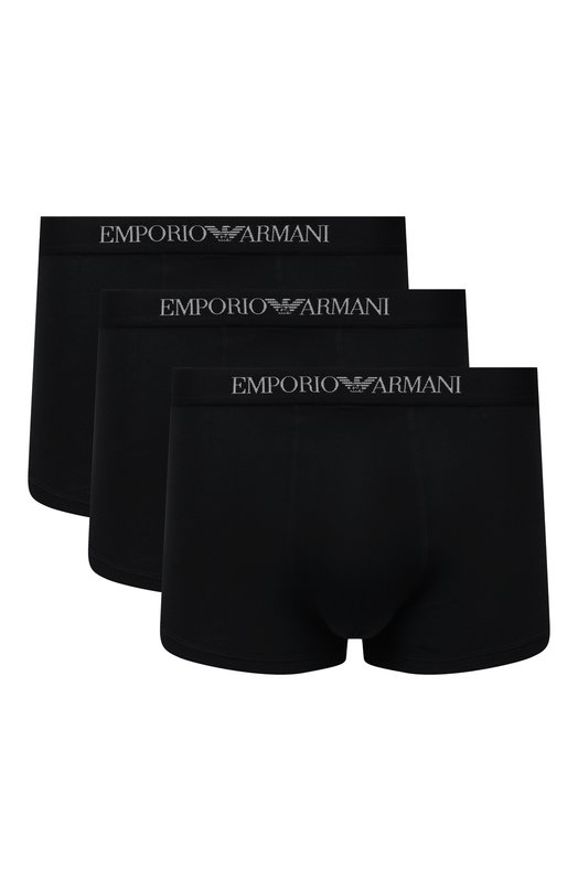 Комплект из трех хлопковых боксеров Emporio Armani 111610/CC722 Чёрный 111610/CC722