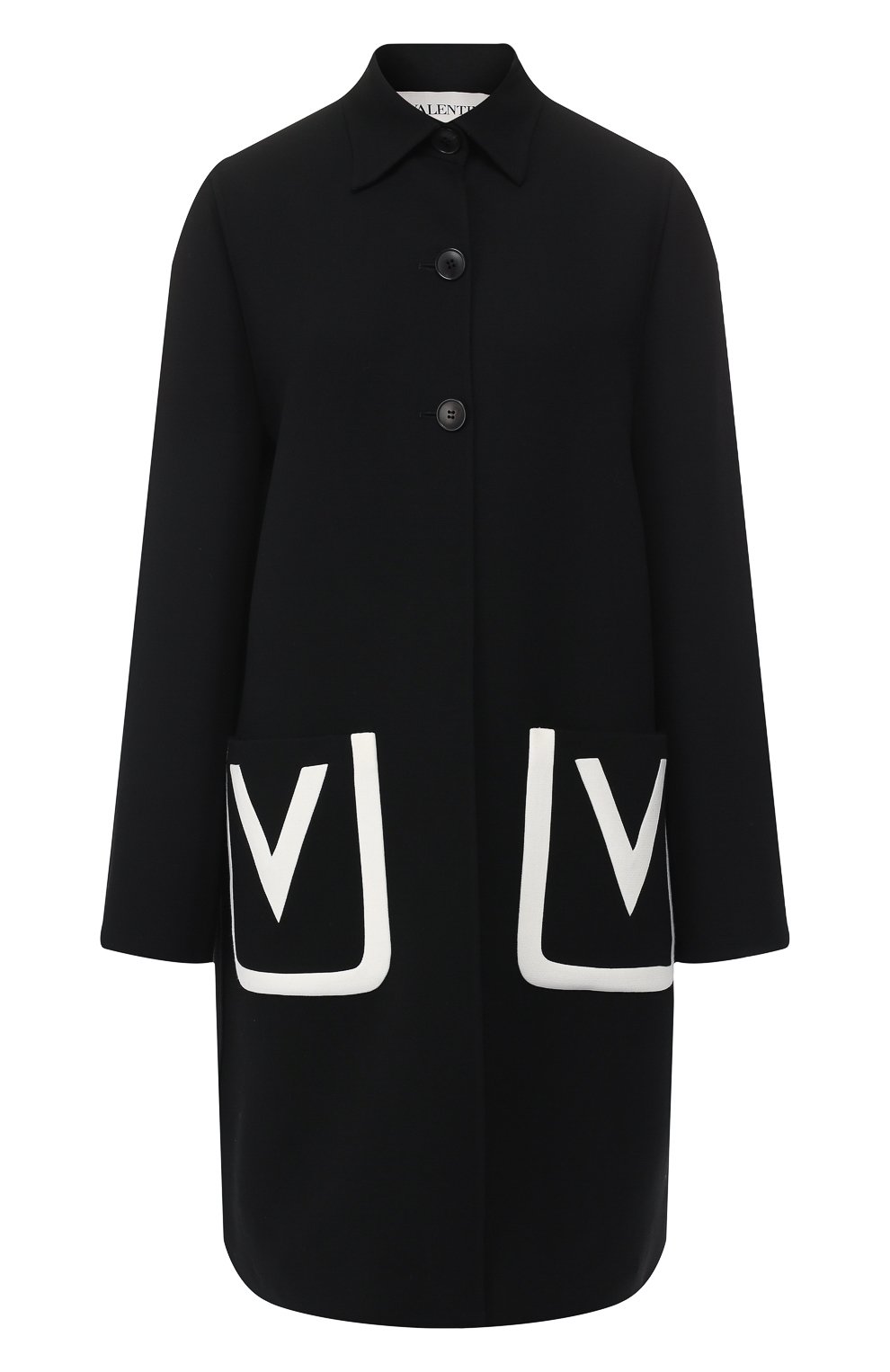 Шерстяное пальто VALENTINO черно-белого цвета по цене 326000 руб., арт. RB3CA3A54EJ, фото 1 Шерстяное пальто VALENTINO, арт. RB3CA3A54EJ, фото 1