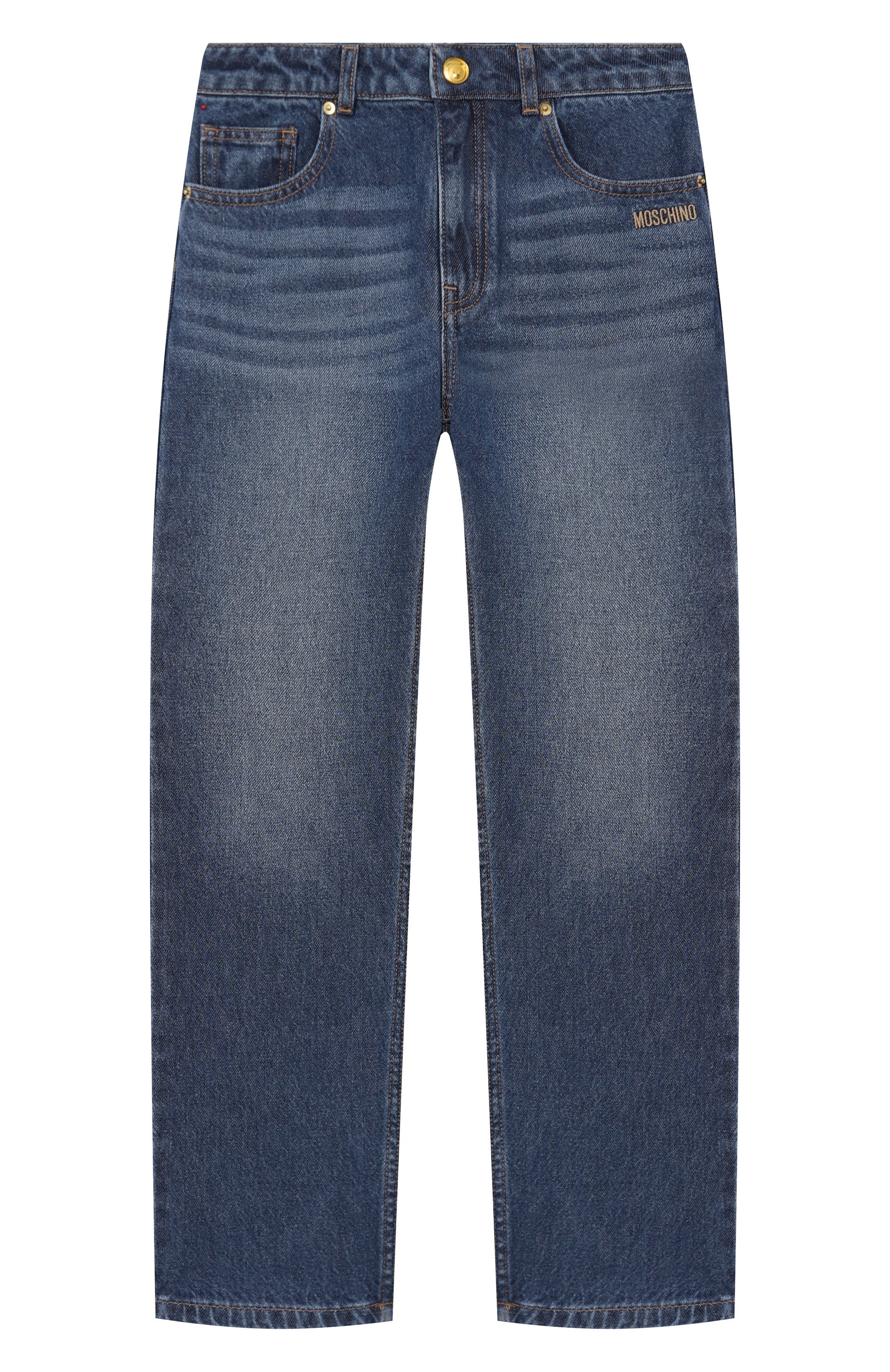 Джинсы MOSCHINO синего цвета по цене 22750 руб., арт. HDP06M/L0E29/10-14, фото 1 Джинсы MOSCHINO, арт. HDP06M/L0E29/10-14, фото 1