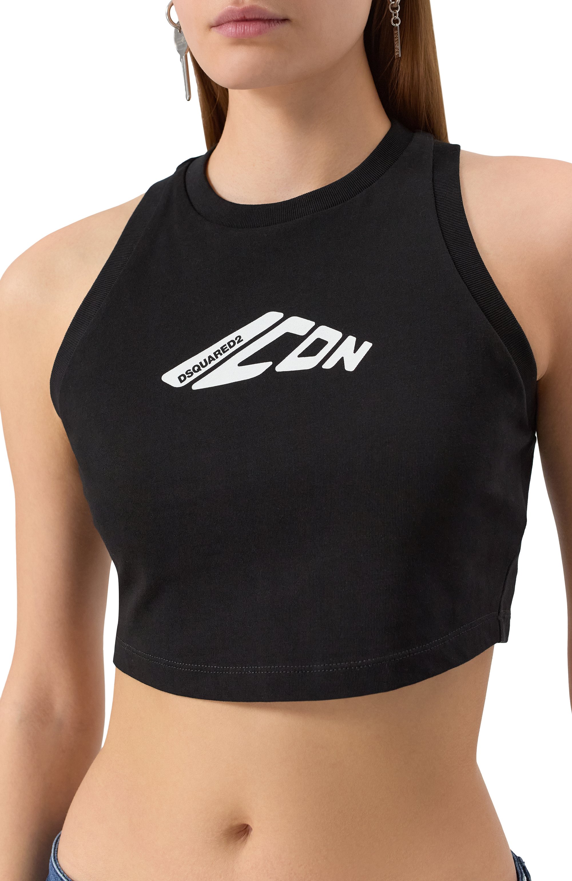 Хлопковый топ DSQUARED2 черного цвета по цене 18250 руб., арт. S80NL0004/D20033, фото 5 Хлопковый топ DSQUARED2, арт. S80NL0004/D20033, фото 5