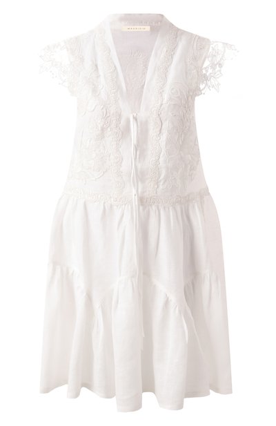 Платье изо льна и вискозы MAURIZIO белого цвета по цене 53250 руб., арт. W06050679, фото 1 Платье изо льна и вискозы MAURIZIO, арт. W06050679, фото 1