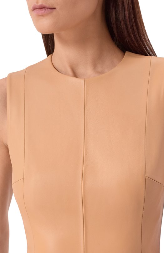 Кожаное платье 12 STOREEZ 137794 Бежевый  137794 Фото 4