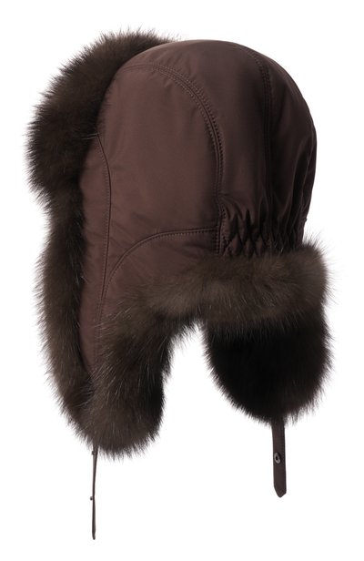 Шапка-ушанка с мехом соболя BLACK SABLE коричневого цвета по цене 243300 руб., арт. BS-FHSM-EB, фото 2 Шапка-ушанка с мехом соболя BLACK SABLE, арт. BS-FHSM-EB, фото 2