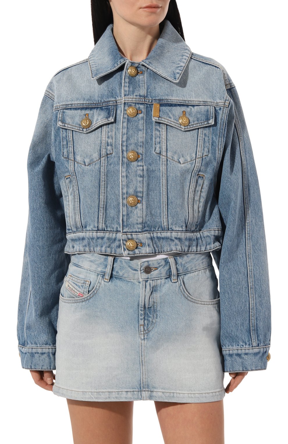 Джинсовая куртка BALMAIN голубого цвета по цене 188000 руб., арт. AF1TC080DC99, фото 3 Джинсовая куртка BALMAIN, арт. AF1TC080DC99, фото 3