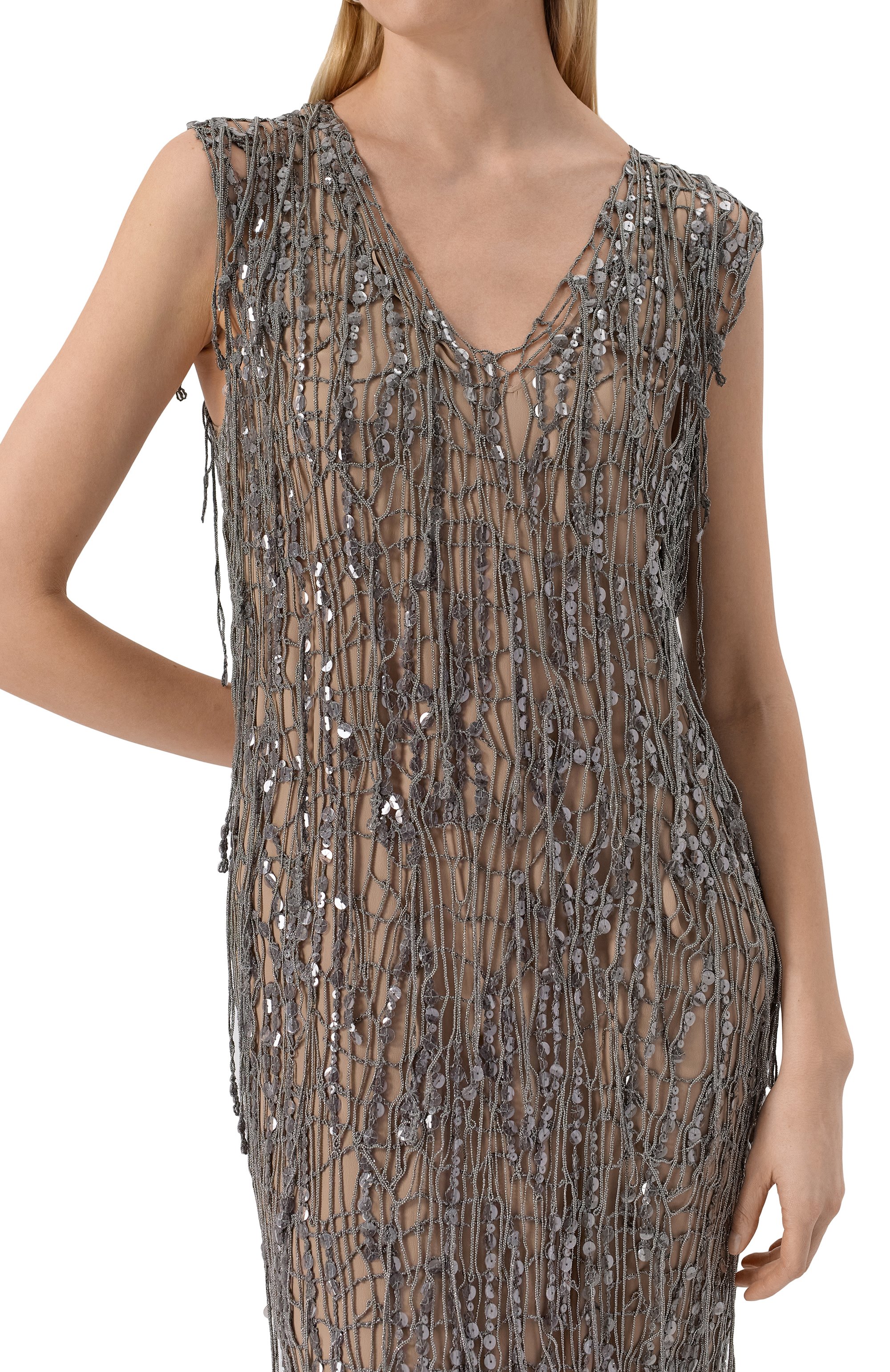 Платье с отделкой пайетками BRUNELLO CUCINELLI, арт. MSFR21A92, фото 5