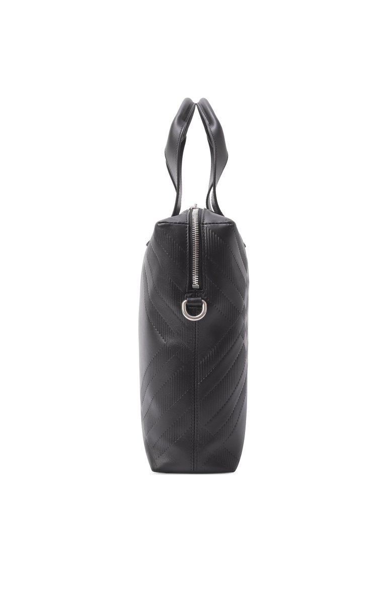Мужская портфель BURBERRY черного цвета, арт. 8101921 | Фото 4 (Ремень/цепочка: На ремешке; Размер: large; Материал: Натуральная кожа; Сумки-технические: Портфели)