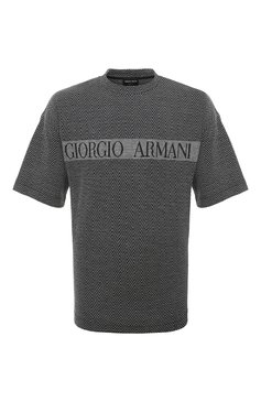 Мужская хлопковая футболка GIORGIO ARMANI серого цвета, арт. 3RST7G/SJM8Z | Фото 1 (Рукава: Короткие; Длина (для топов): Стандартные; Принт: С принтом; Материал сплава: Проставлено; Материал внешний: Хлопок; Драгоценные камни: Проставлено; Стили: Кэжуэл)