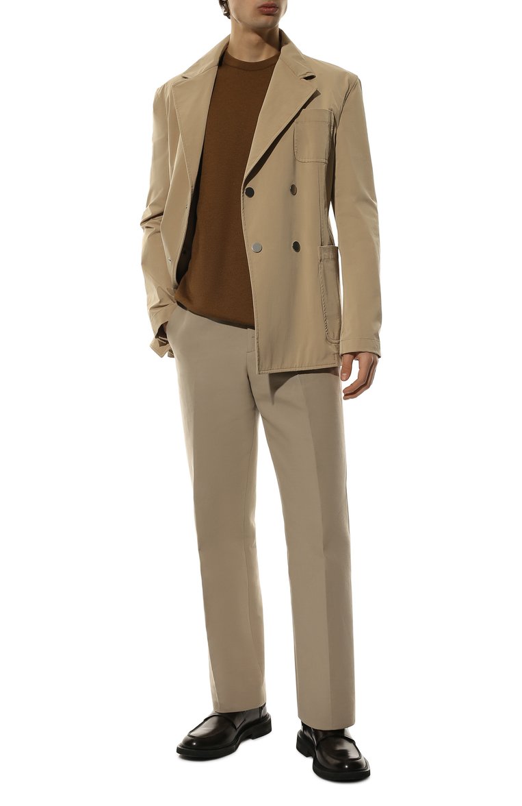 Мужская футболка из шелка и кашемира ZEGNA коричневого цвета, арт. UZH9G/C11 | Фото 2 (Материал внешний: Шерсть, Шелк, Кашемир; Длина (для топов): Стандартные; Принт: Без принта; Стили: Кэжуэл; Рукава: Короткие; Нос: Не проставлено; Кросс-КТ: Джерси; Мужское Кросс-КТ: Футболка-одежда; Автоматизация ТО: Проставлено; Автоматизация состава: Проставлено; Детали: Без декора)