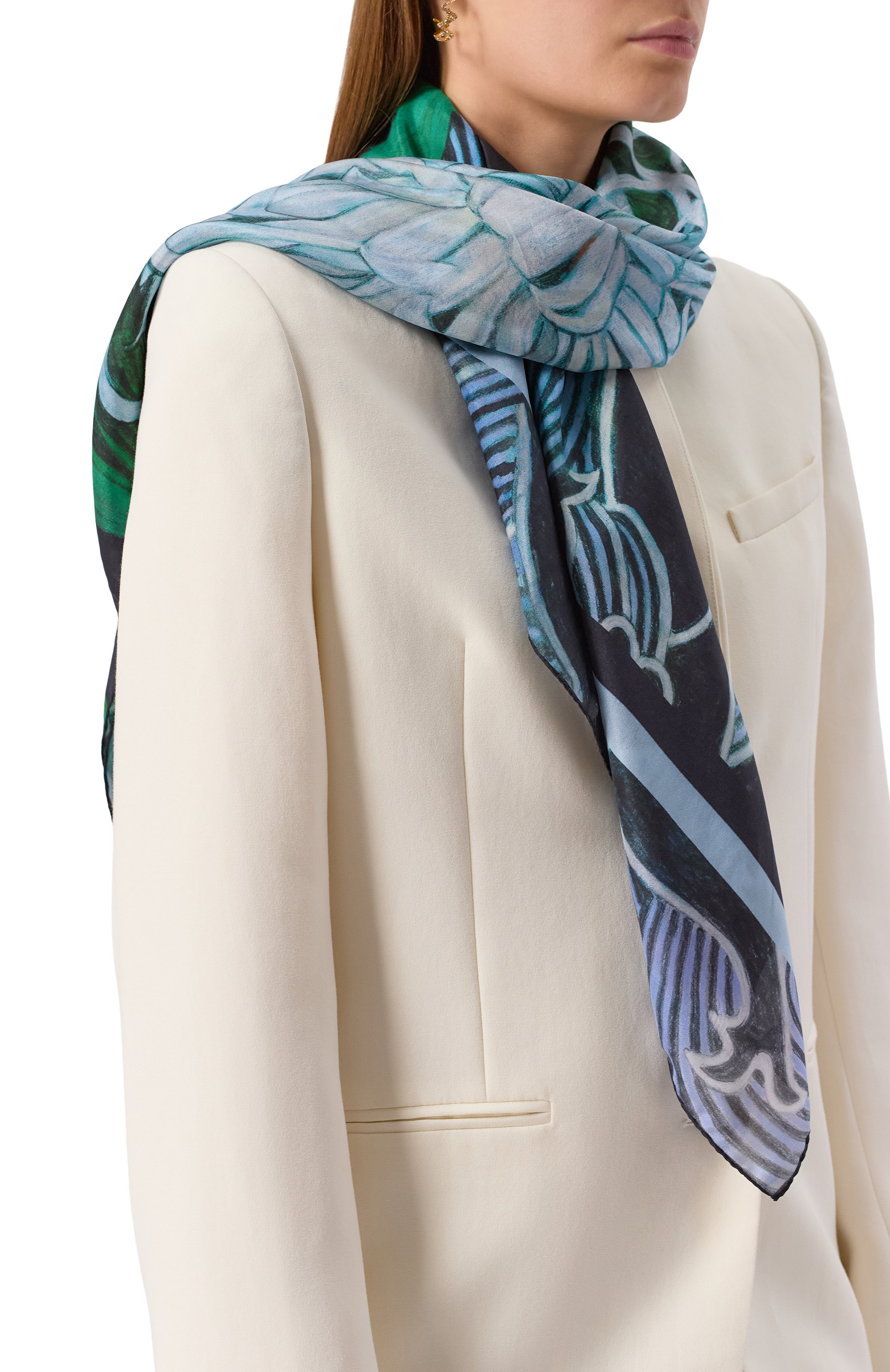 Шелковая шаль хризантемы GOURJI, арт. 91166437/4461108, фото 2