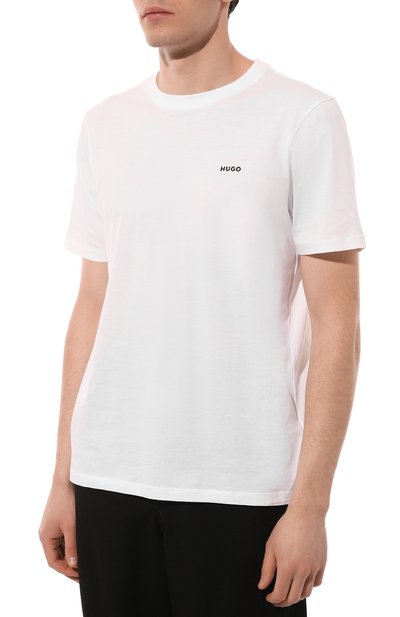 Хлопковая футболка HUGO белого цвета по цене 5975 руб., арт. 50466158, фото 3 Хлопковая футболка HUGO, арт. 50466158, фото 3