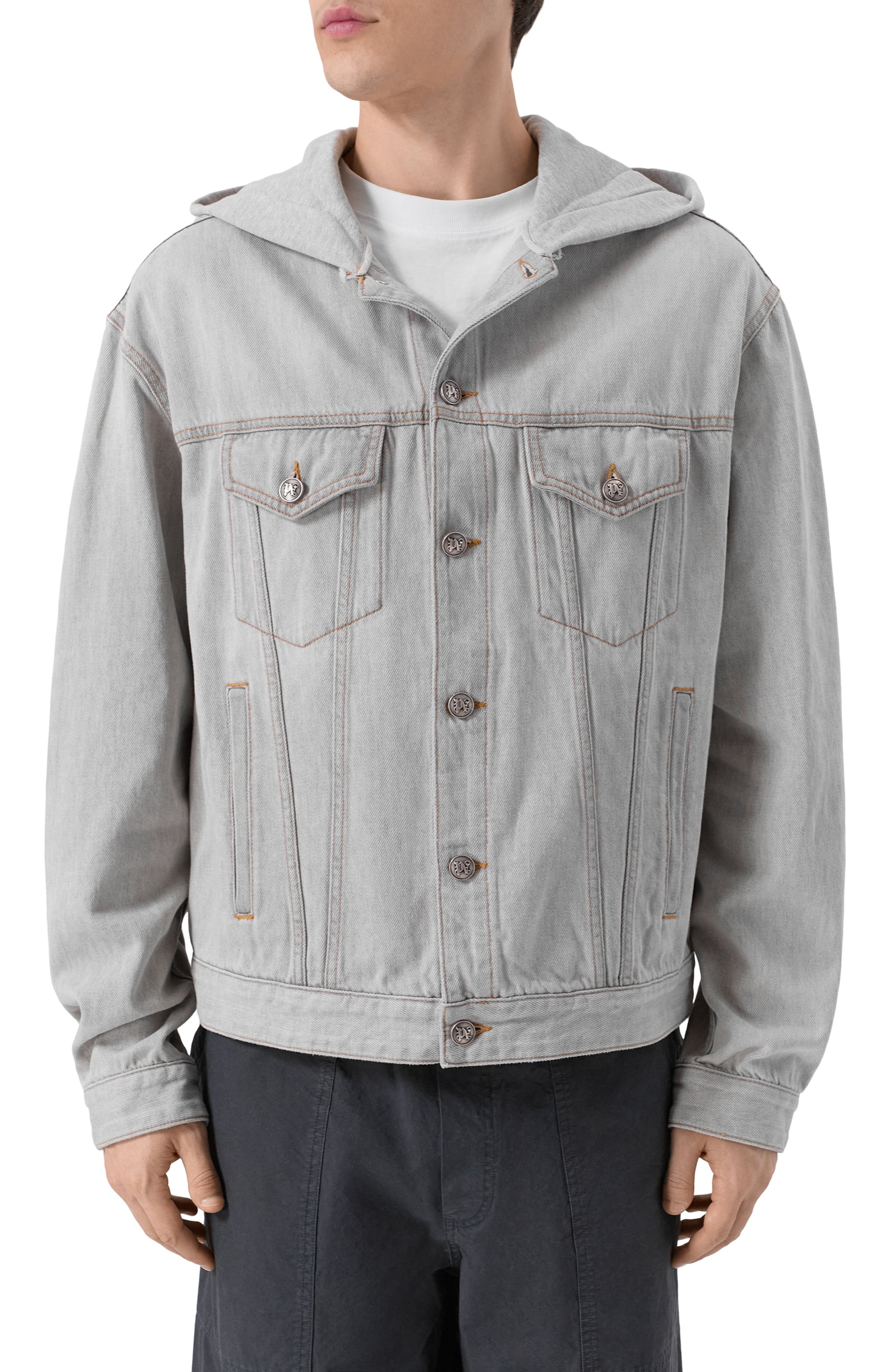 Джинсовая куртка PALM ANGELS светло-серого цвета по цене 99400 руб., арт. PMYE05CF25DEN001, фото 3 Джинсовая куртка PALM ANGELS, арт. PMYE05CF25DEN001, фото 3