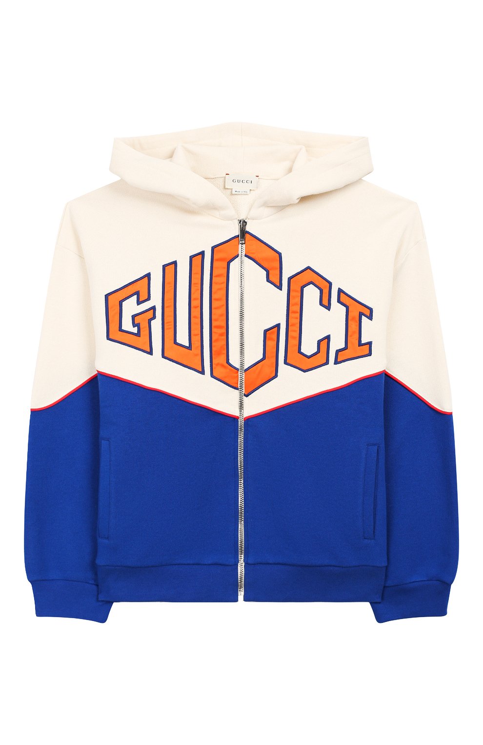 Хлопковая толстовка GUCCI синего цвета по цене 59950 руб., арт. 591502/XJB4J, фото 1 Хлопковая толстовка GUCCI, арт. 591502/XJB4J, фото 1