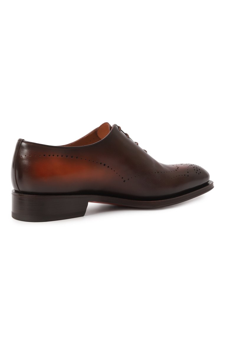 Мужские кожаные оксфорды SANTONI коричневого цвета, арт. MCCG18542MC8HFUL | Фото 5 (Материал внешний: Натуральная кожа; Материал внутренний: Натуральная кожа; Материал сплава: Проставлено; Нос: Не проставлено; Стили: Классический; Мужское Кросс-КТ: Броги-обувь)