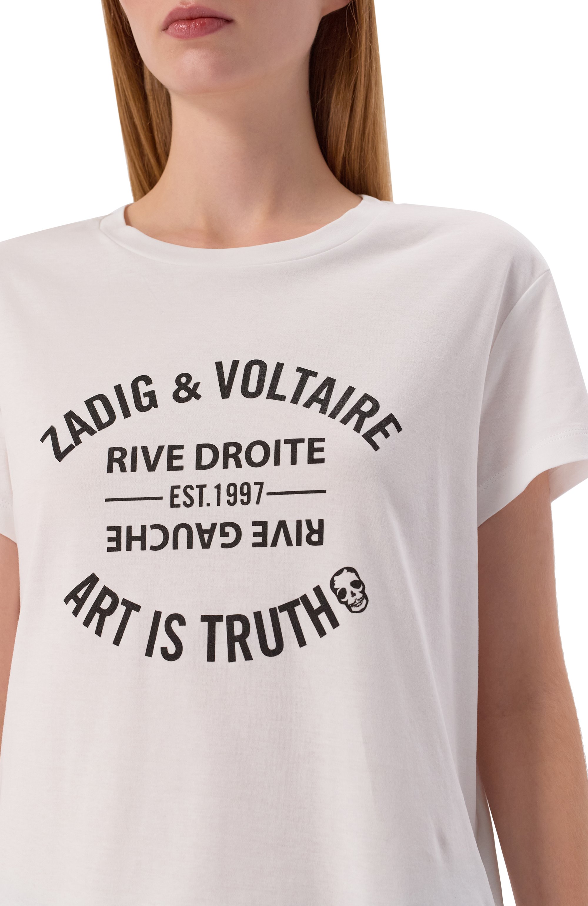 Хлопковая футболка ZADIG AND VOLTAIRE, арт. JWTS02769, фото 5