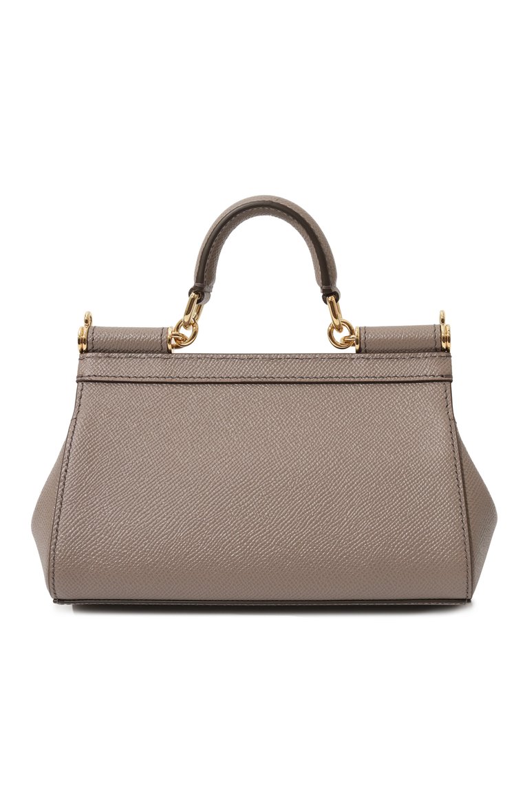Женская сумка sicily small DOLCE & GABBANA светло-серого цвета, арт. BB9116_BE9116/A1001_1 | Фото 6 (Размер: small; Материал сплава: Проставлено; Материал: Натуральная кожа; Ремень/цепочка: На ремешке; Драгоценные камни: Проставлено; Сумки-технические: Сумки top-handle)