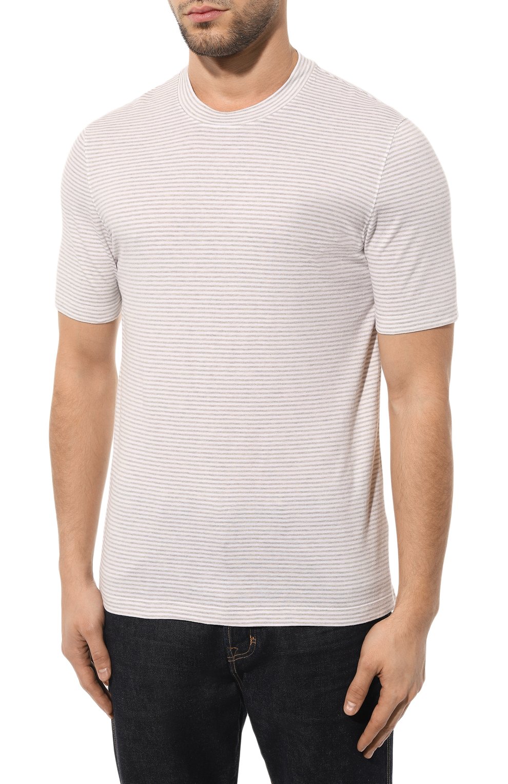 Футболка из хлопка и льна BRUNELLO CUCINELLI, арт. MTS811308, фото 3