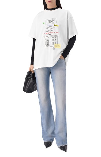 Хлопковая футболка MM6 белого цвета по цене 35250 руб., арт. SH0GC0070/M20170_001, фото 3 Хлопковая футболка MM6, арт. SH0GC0070/M20170_001, фото 3