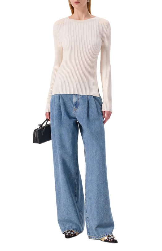Шерстяной пуловер Helmut Lang P01HW701 Кремовый  P01HW701 Фото 2