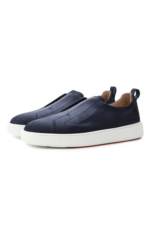 Замшевые кеды Cleanic Santoni MBCG21995BARKFEH Синий MBCG21995BARKFEH