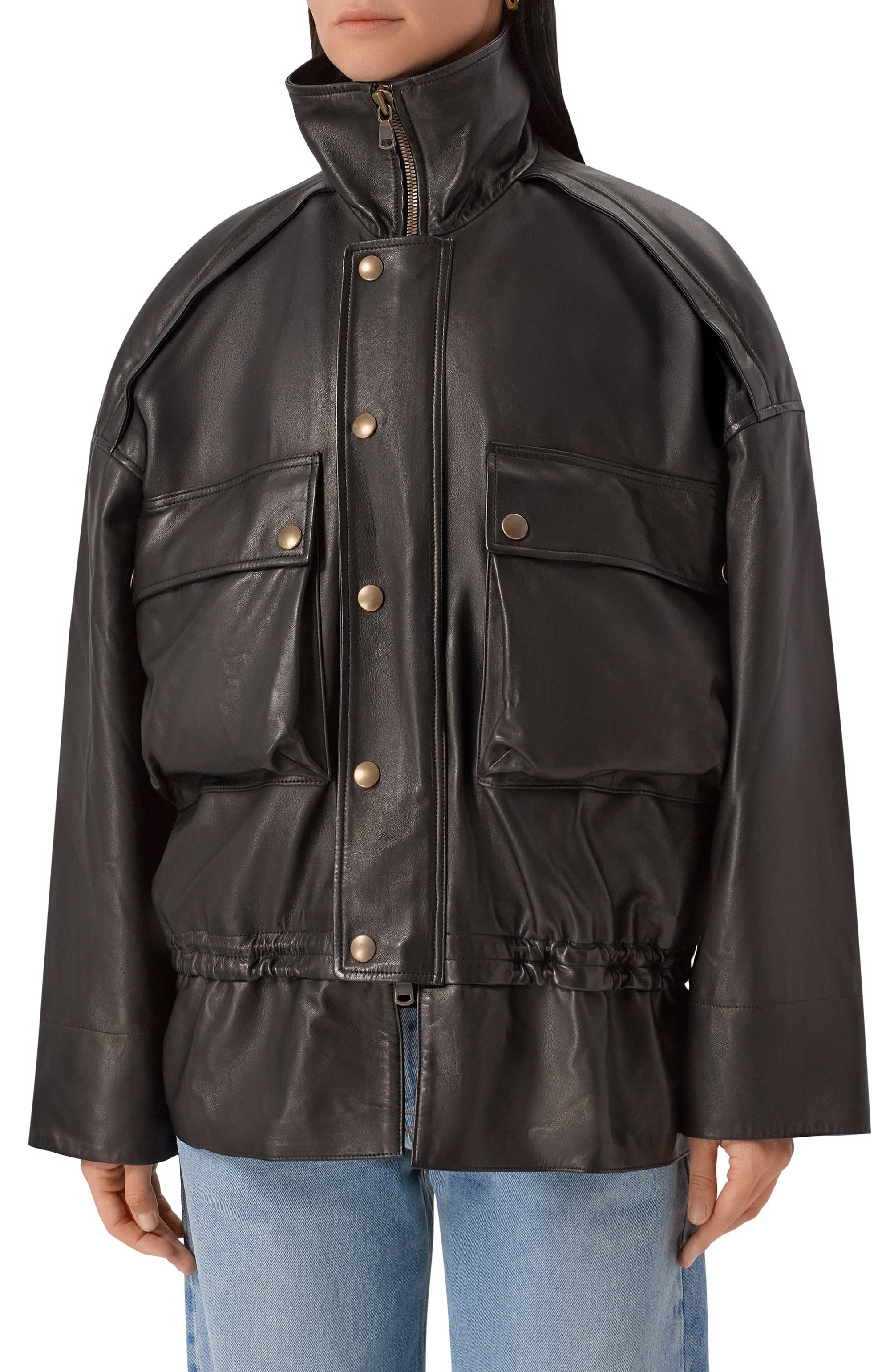 Кожаная куртка PETAR PETROV черного цвета по цене 496500 руб., арт. F25LJ8/NAPPA, фото 3 Кожаная куртка PETAR PETROV, арт. F25LJ8/NAPPA, фото 3