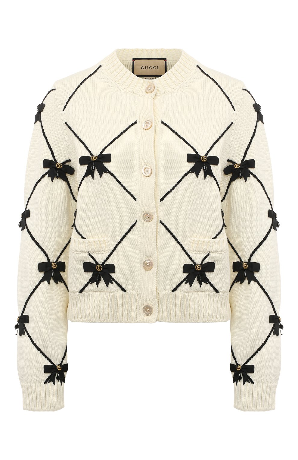 Хлопковый кардиган GUCCI кремового цвета по цене 331200 руб., арт. 657849 XKBUW, фото 1 Хлопковый кардиган GUCCI, арт. 657849 XKBUW, фото 1