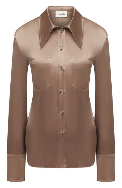Женская атласная рубашка NANUSHKA, арт. TIPPI_SANDST0NE_SLIP SATIN