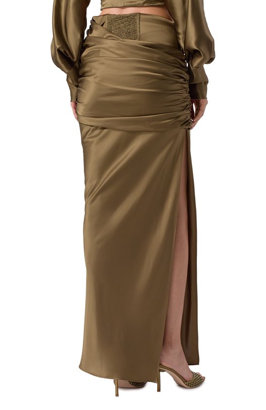 Атласная юбка Giuseppe di Morabito 04SSSK140 04422 Хаки  04SSSK140 04422 Фото 4