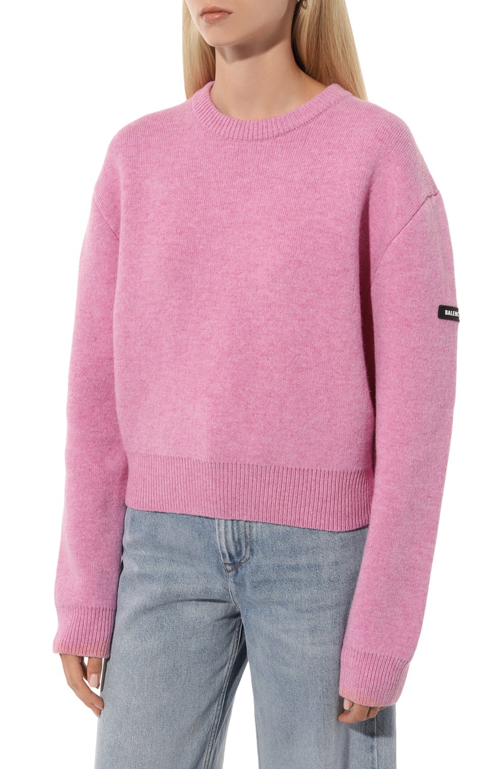 Шерстяной свитер BALENCIAGA розового цвета по цене 193500 руб., арт. 769297/T1675, фото 3 Шерстяной свитер BALENCIAGA, арт. 769297/T1675, фото 3