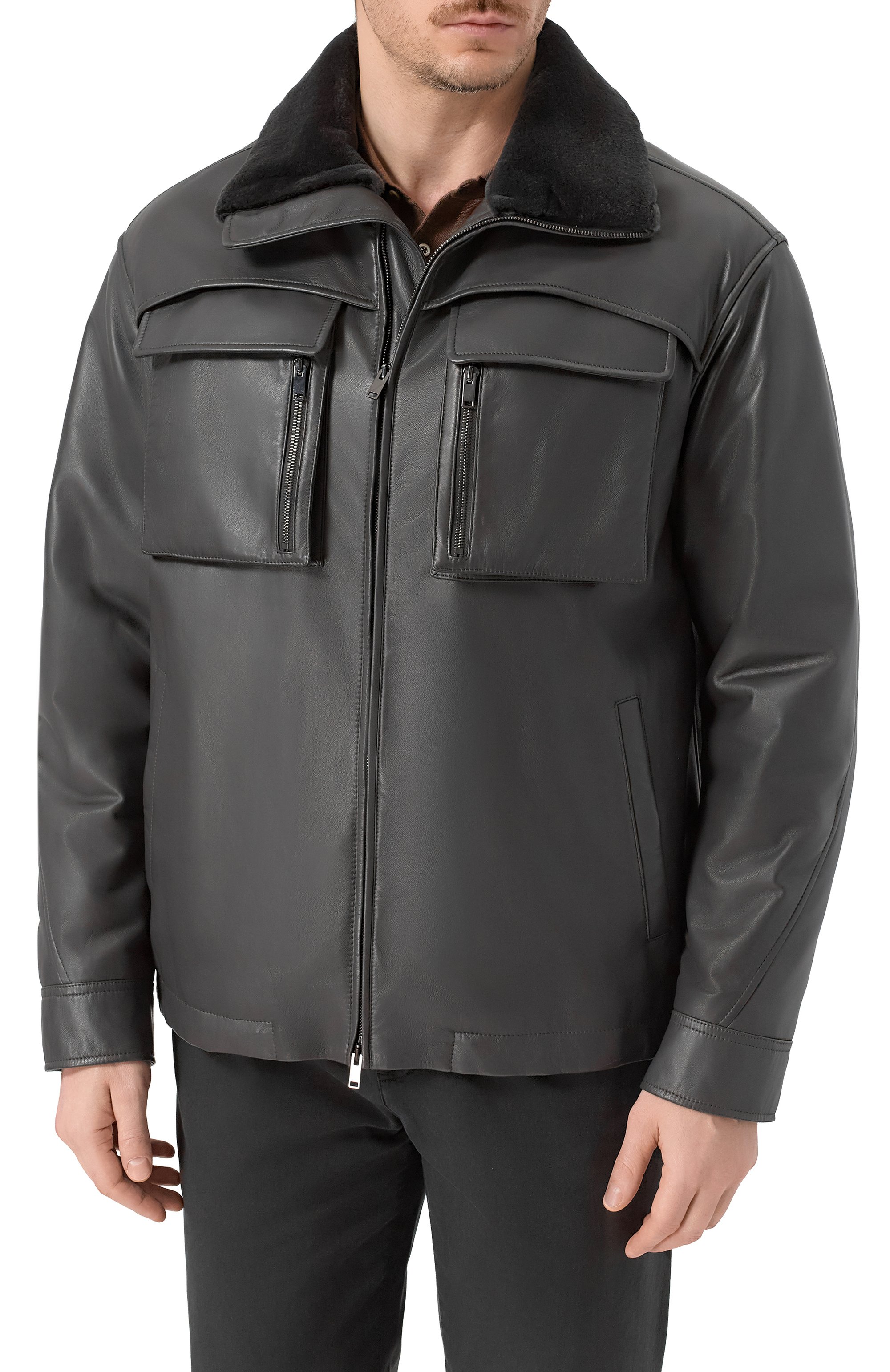 Кожаная куртка с воротником из норки MVST, арт. M25.1PM.0011/ANTRA, фото 3