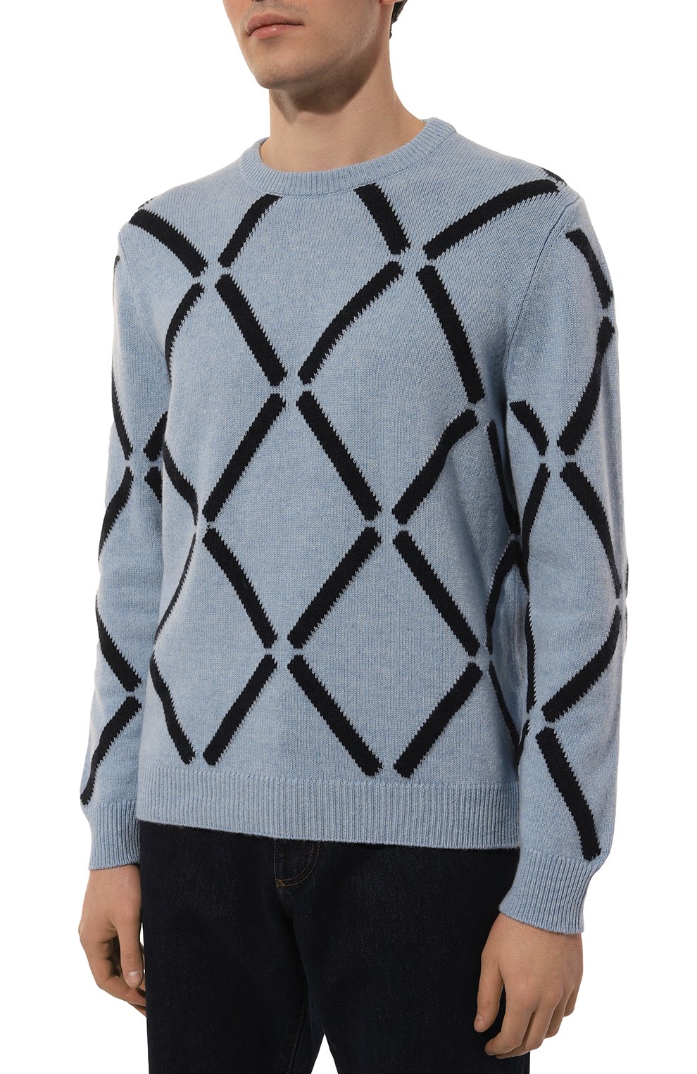 Кашемировый свитер KITON голубого цвета по цене 340500 руб., арт. UMK0512V385, фото 3 Кашемировый свитер KITON, арт. UMK0512V385, фото 3