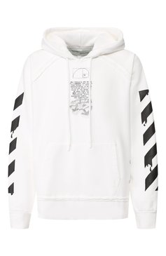 Мужской хлопковое худи OFF-WHITE белого цвета, арт. 0MBB057R20E300050110 | Фото 1 (Рукава: Длинные; Принт: С принтом; Длина (для топов): Удлиненные; Мужское Кросс-КТ: Худи-одежда; Материал сплава: Проставлено; Материал внешний: Хлопок; Драгоценные камни: Проставлено; Статус проверки: Проверена категория)