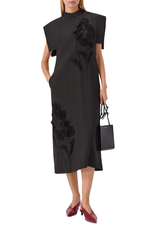 Платье из вискозы и шелка Jil Sander J03CT0468/J65005 Чёрный  J03CT0468/J65005 Фото 2