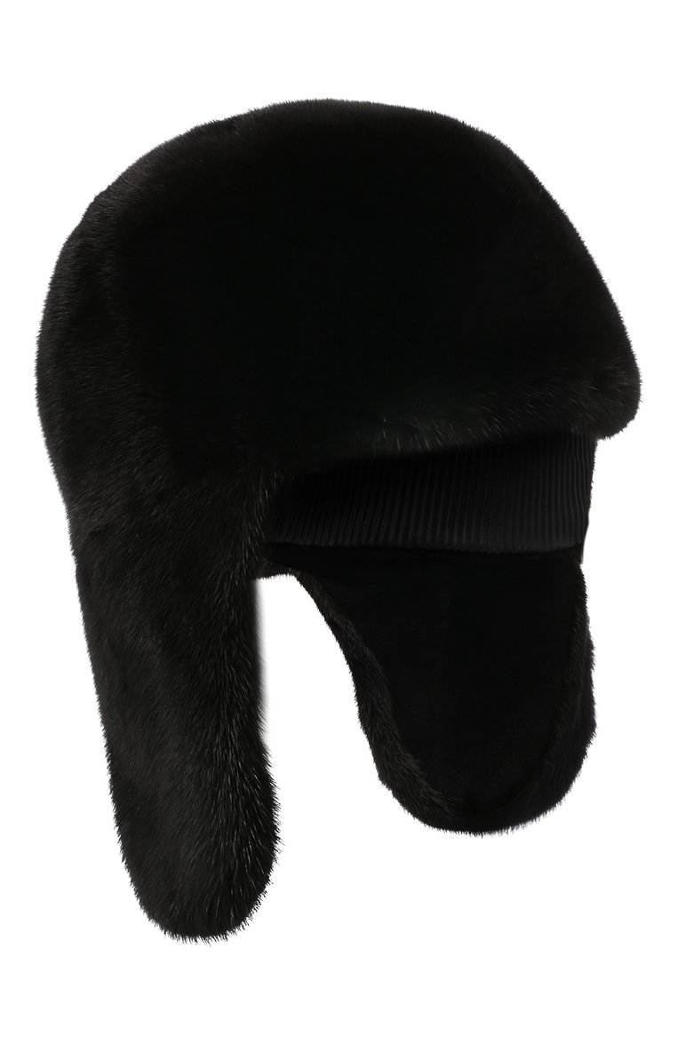 Женская шапка-ушанка из меха норки FURLAND черного цвета, арт. 0142300140080400811 | Фото 1 (Материал сплава: Проставлено; Нос: Не проставлено; Материал: Натуральный мех)