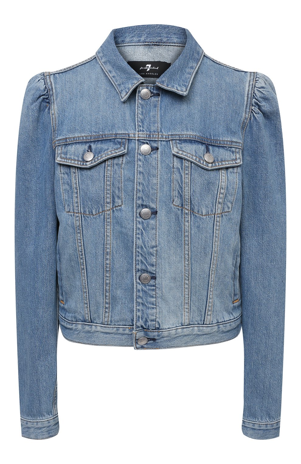 Джинсовая куртка 7 FOR ALL MANKIND голубого цвета по цене 34050 руб., арт. JSK44510SM, фото 1 Джинсовая куртка 7 FOR ALL MANKIND, арт. JSK44510SM, фото 1