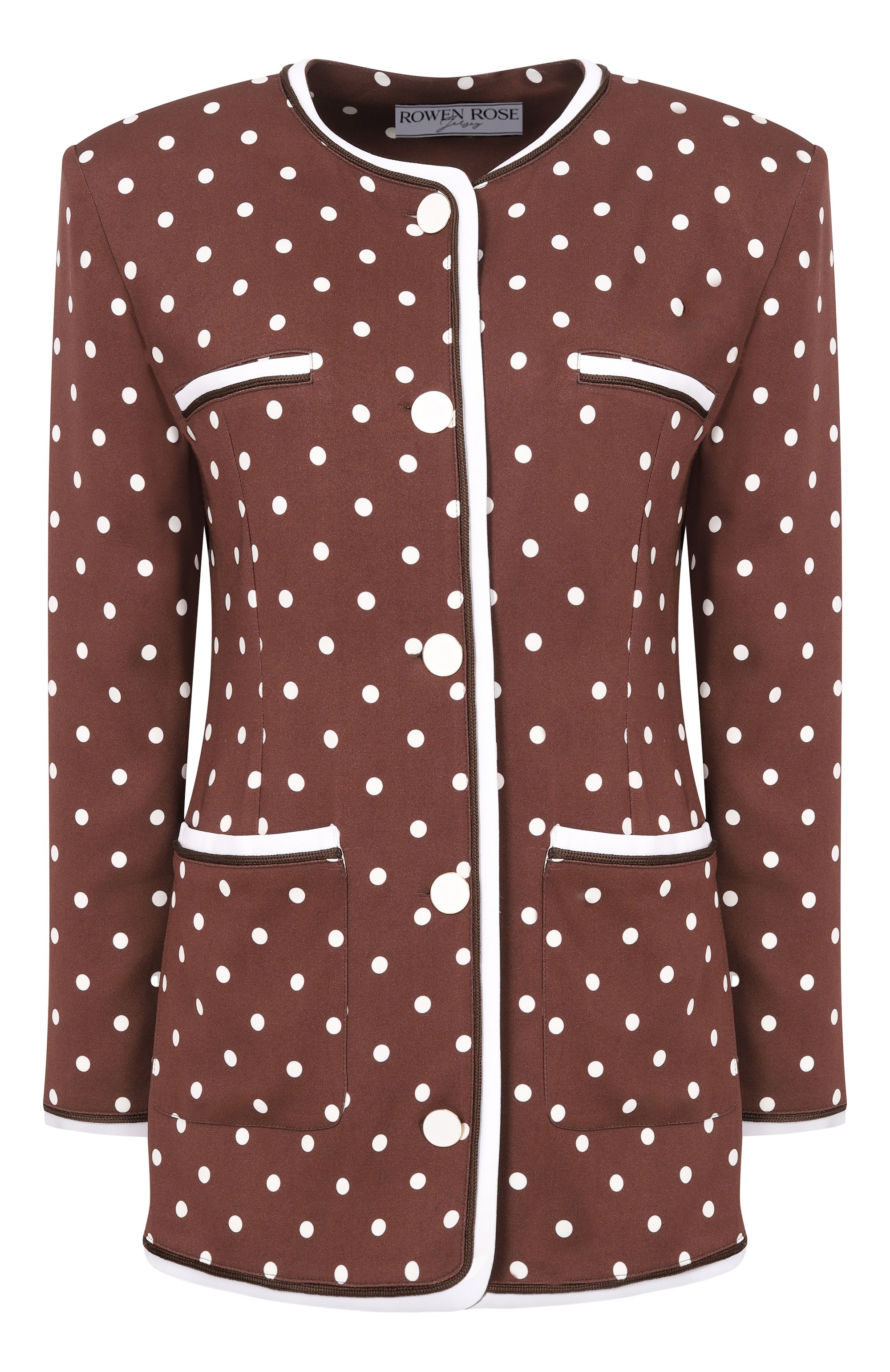 Жакет из вискозы ROWEN ROSE коричневого цвета по цене 138500 руб., арт. JCK_RR402_L, фото 1 Жакет из вискозы ROWEN ROSE, арт. JCK_RR402_L, фото 1