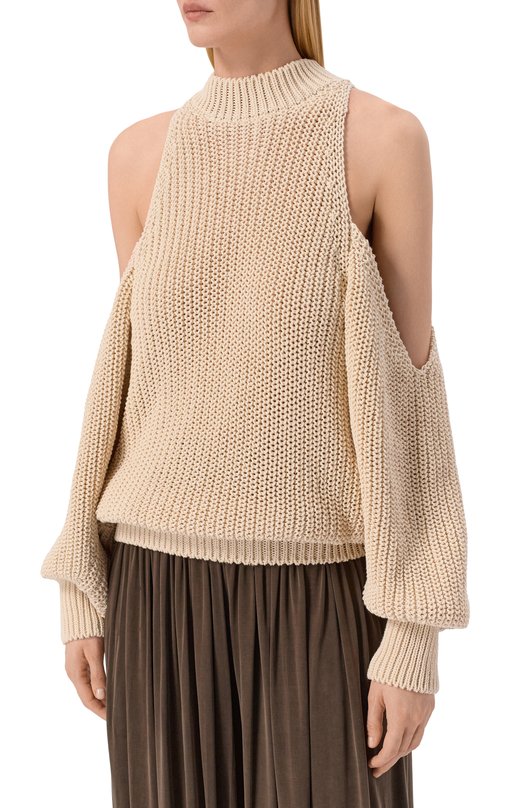 Хлопковый свитер Balmain GF0KE055/KJ69 Бежевый  GF0KE055/KJ69 Фото 3