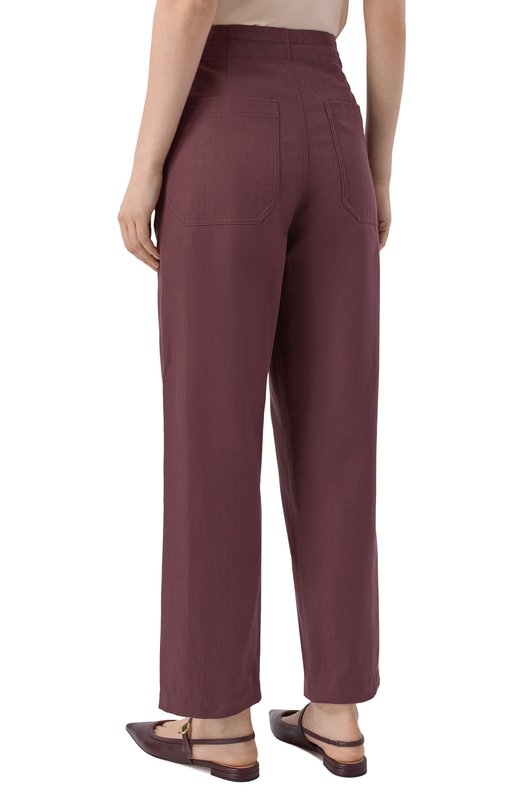 Брюки из хлопка и льна Brunello Cucinelli ML118P9217 Фиолетовый  ML118P9217 Фото 4