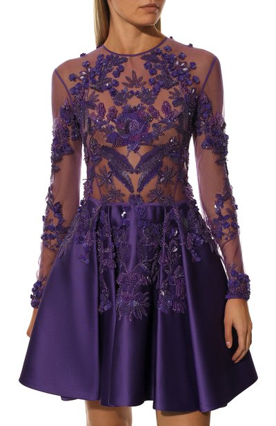Атласное платье с отделкой пайетками ZUHAIR MURAD, арт. RDPF17-019-DS, фото 3