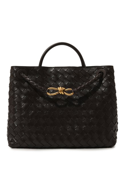 Женская сумка andiamo medium BOTTEGA VENETA темно-коричневого цвета, арт. 766016/VCPP1 | Фото 1 (Материал сплава: Проставлено; Размер: medium; Материал: Натуральная кожа; Драгоценные камни: Проставлено; Ремень/цепочка: На ремешке)