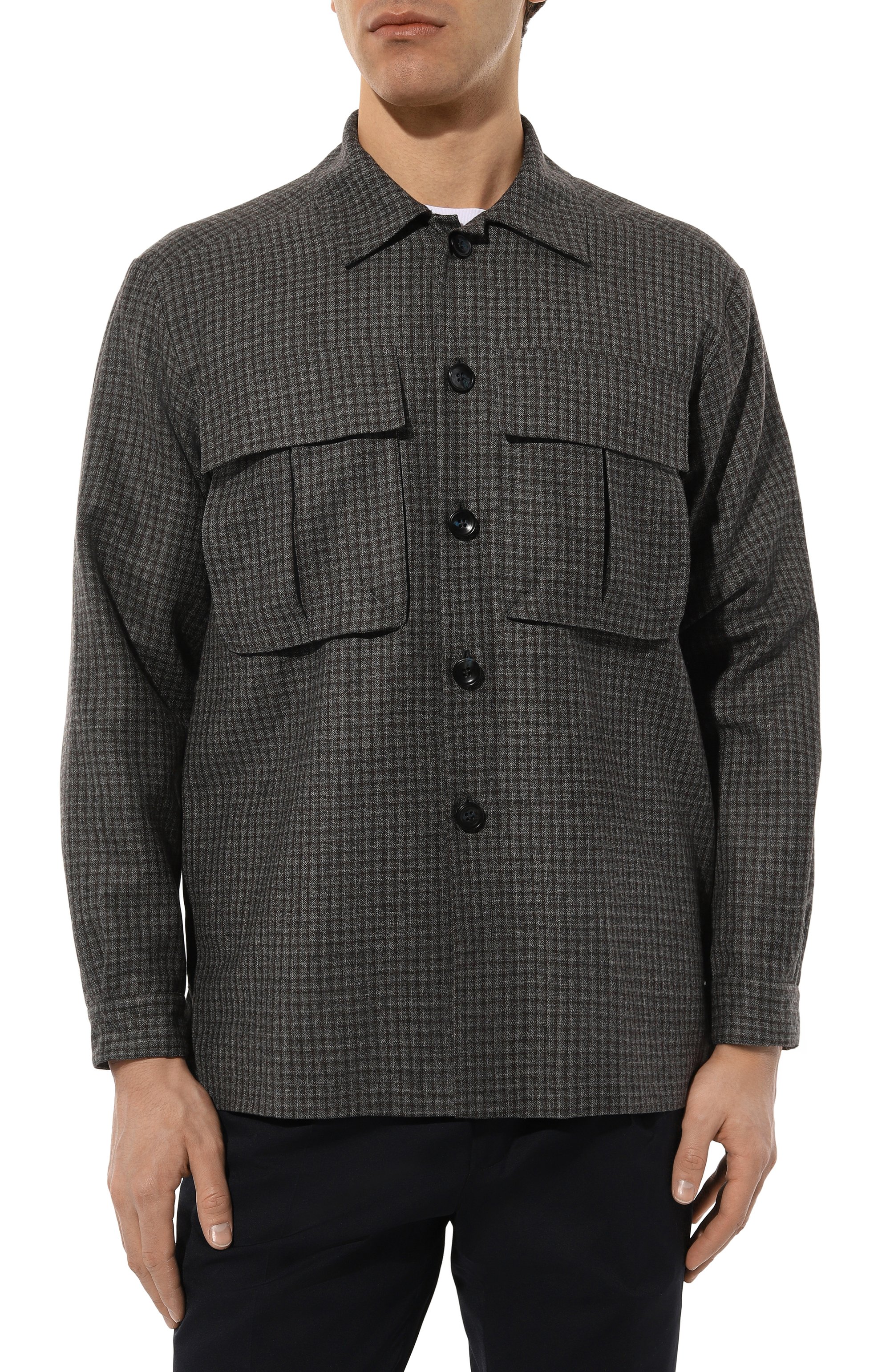 Шерстяная рубашка KITON темно-серого цвета по цене 123000 руб., арт. UMC013K0127C01, фото 3 Шерстяная рубашка KITON, арт. UMC013K0127C01, фото 3