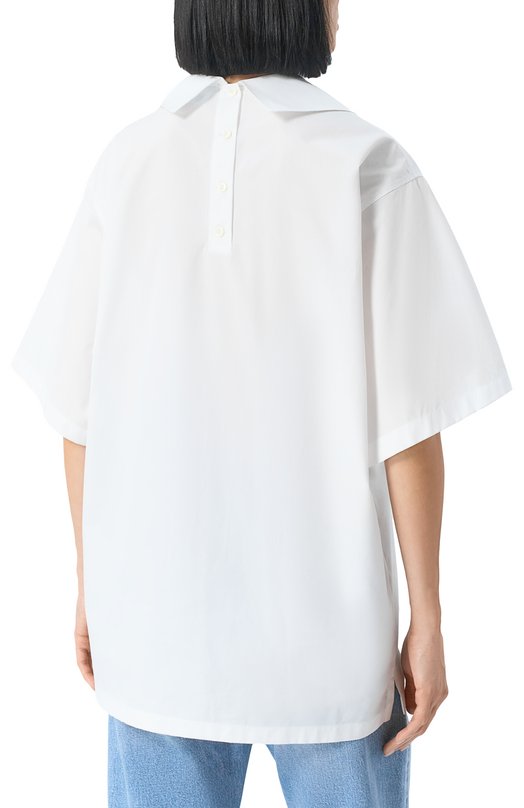 Хлопковая рубашка MSGM 3840ME06X/257100 Белый  3840ME06X/257100 Фото 4