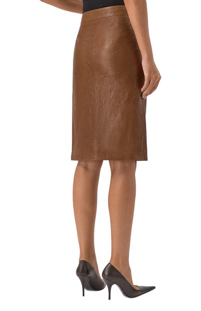 Кожаная юбка ARMARIUM коричневого цвета по цене 219500 руб., арт. ARMFWSK18/LE09, фото 4 Кожаная юбка ARMARIUM, арт. ARMFWSK18/LE09, фото 4
