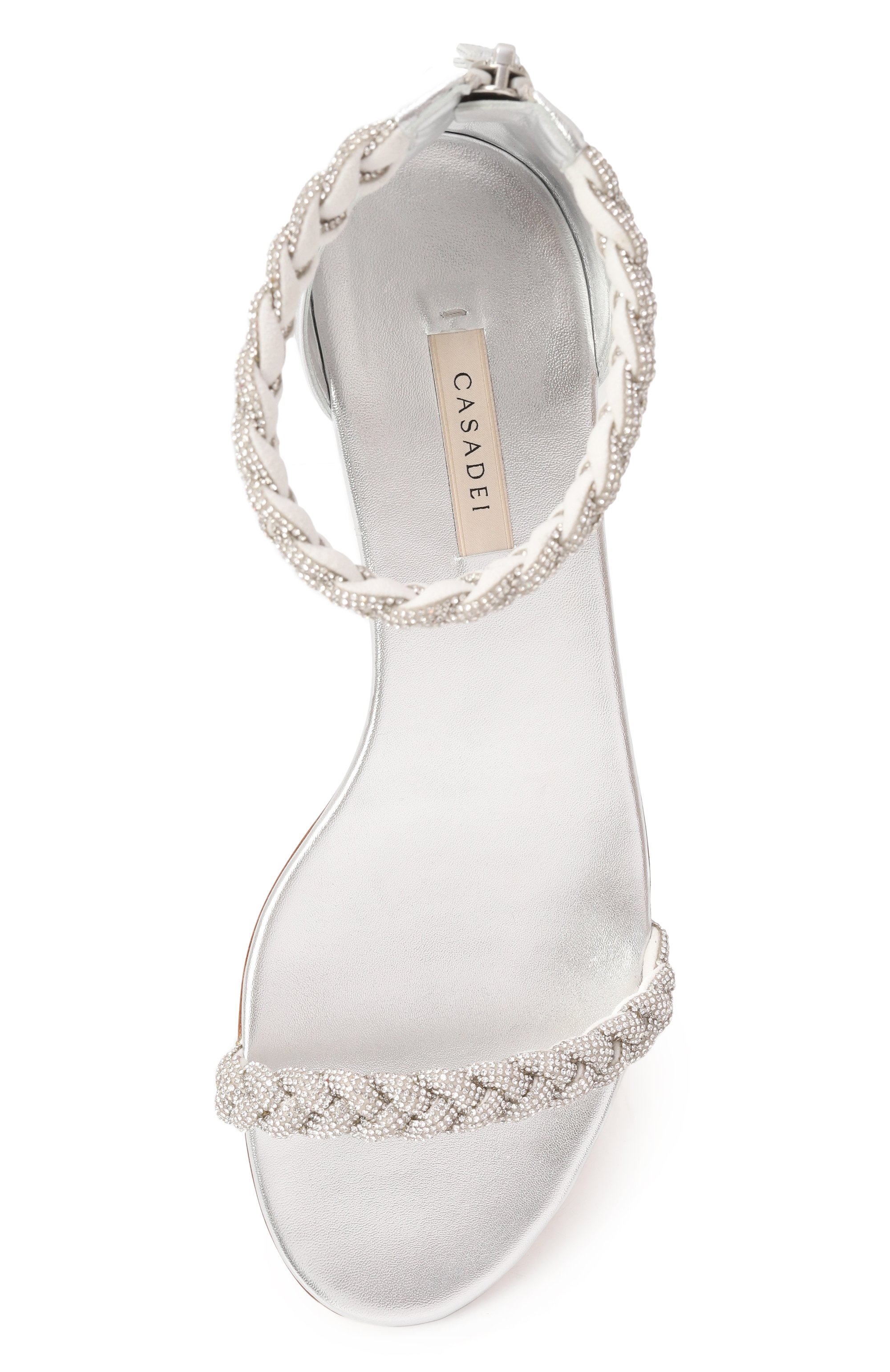 Комбинированные сандалии tacco CASADEI серебряного цвета по цене 98100 руб., арт. 1L871U010M/C1656, фото 6 Комбинированные сандалии tacco CASADEI, арт. 1L871U010M/C1656, фото 6