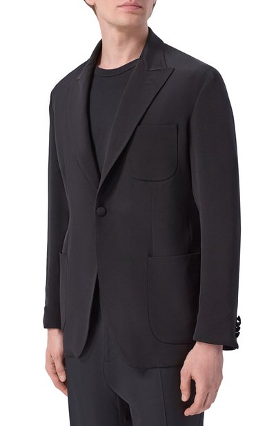 Шелковый пиджак BRIONI черного цвета по цене 763500 руб., арт. RGGA0L/0C401, фото 3 Шелковый пиджак BRIONI, арт. RGGA0L/0C401, фото 3